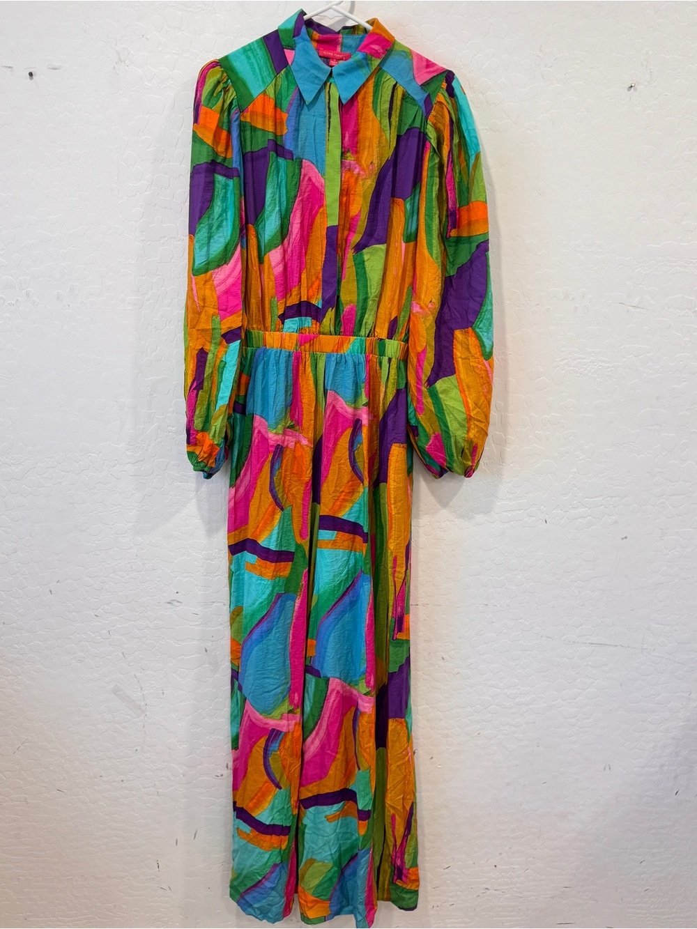 Flying Tomato Colorful Disco Jumpsuit Womens Small Wide Leg Colorful Long-Sleeve